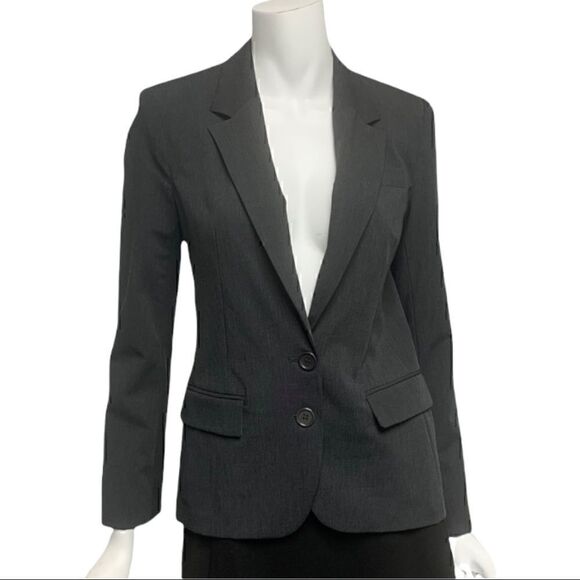 French Connection Vintage Gray Shoulder Pads Fitted Jacket - Picture 6 of 8